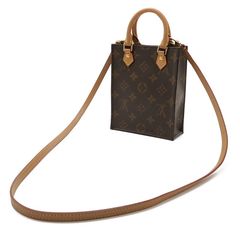Louis Vuitton Monogram Petite Sac Plat Handbag Mini Bag 2WAY Shoulder Bag M81295