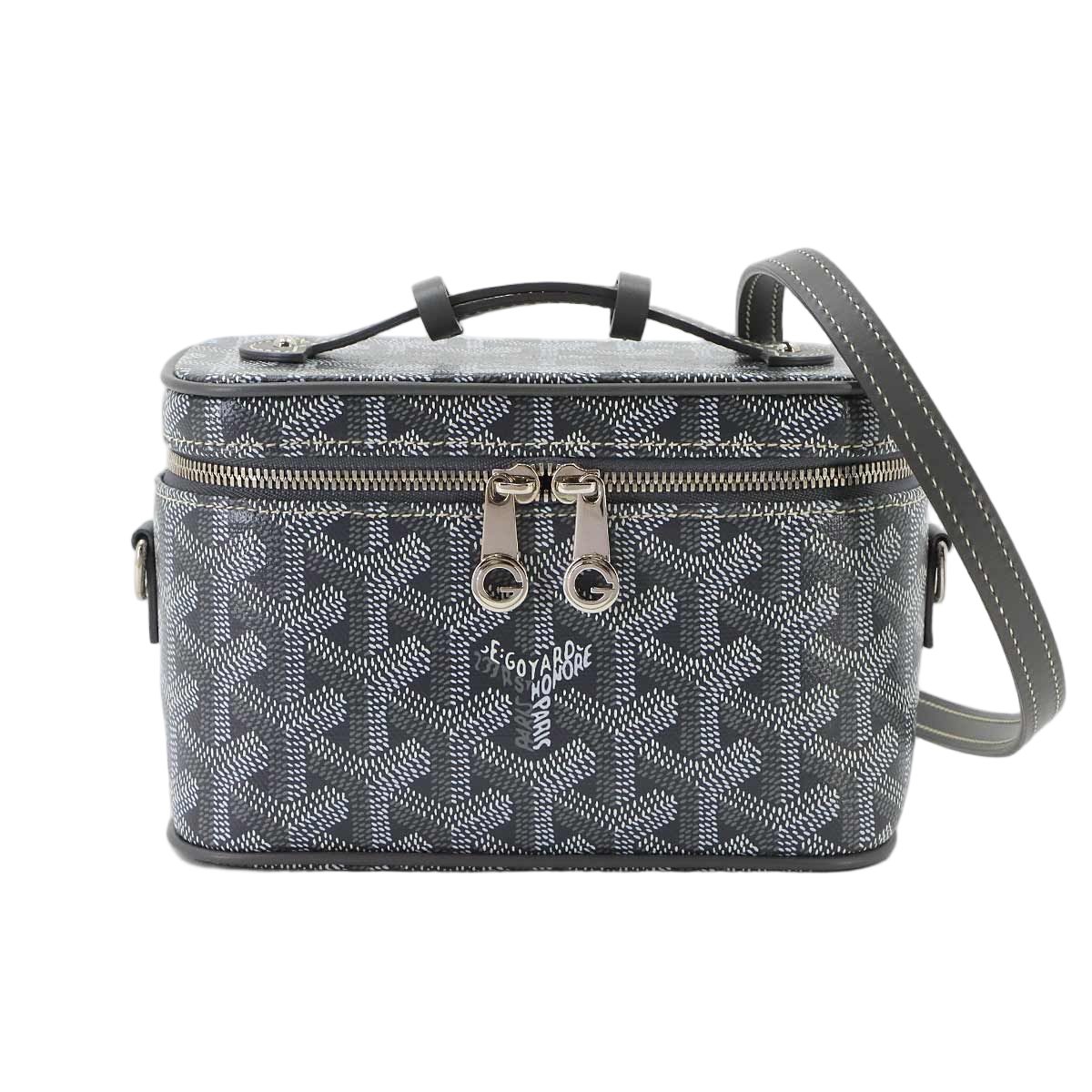 Goyard Muse Mini Vanity 2-Way Shoulder Hand Bag Herringbone Leather Gray