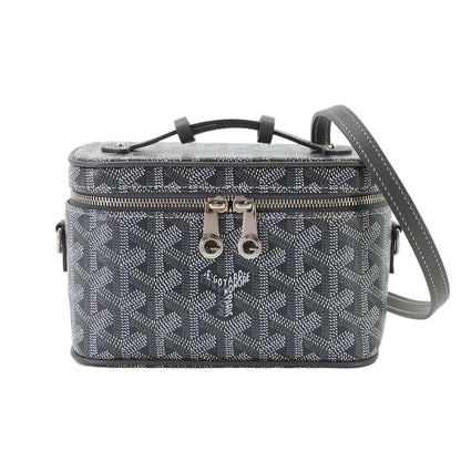 Goyard Muse Mini Vanity 2-Way Shoulder Hand Bag Herringbone Leather Gray
