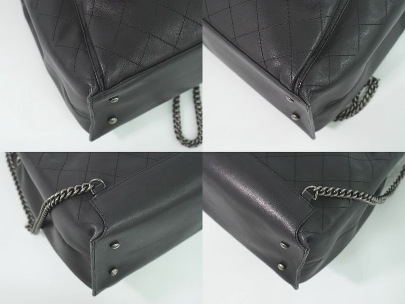 Authentic Chanel Coco Mark Matelasse 2WAY Chain Drawstring Backpack Sac Handbag