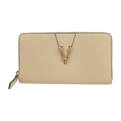 Versace Wallet Virtus Round Zipper Long Beige