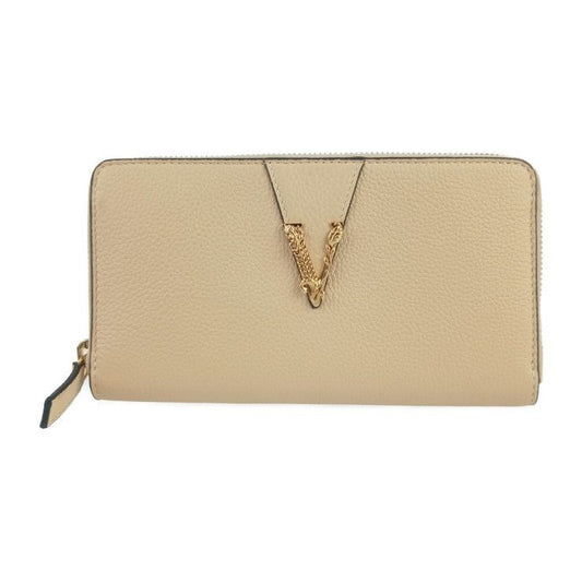 Versace Wallet Virtus Round Zipper Long Beige