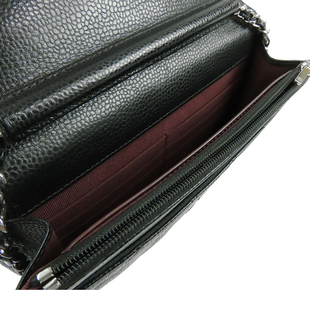 Chanel Chain Wallet Black Silver Caviar Leather Quilted Pochette Shoulder Bag — view 4
