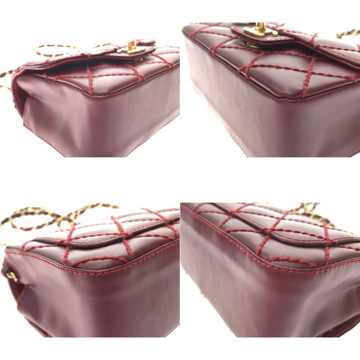 Chanel Mini Matelasse Wild Stitch Red Shoulder Bag A35200 Red