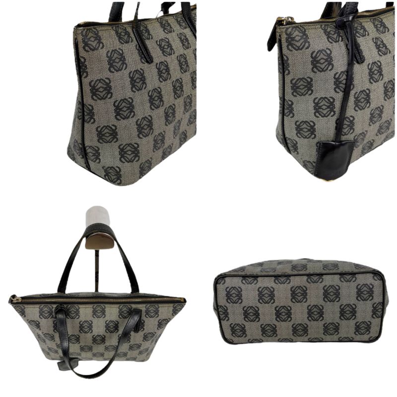 Loewe Mini Tote Bag Repeat Anagram Logo Navy Blue Pvcleather Shoulder Bag With