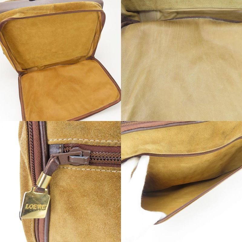 Loewe Business Bag Leather Brown Beige Gold Hardware Attache Case Hard Case