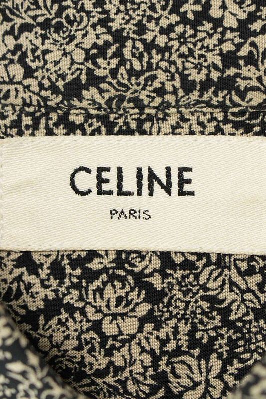 Celine 2c028570k Viscose Flower Print Long Sleeve Shirt Men's 39