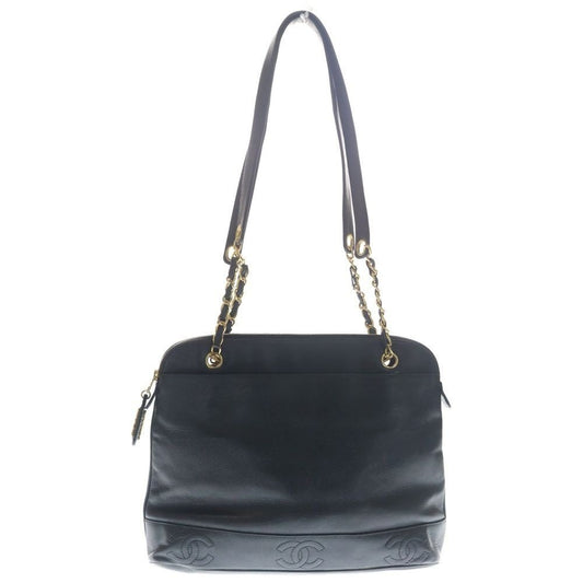 Chanel Triple Coco 2-Way Shoulder Bag Black Caviar Leather Gold