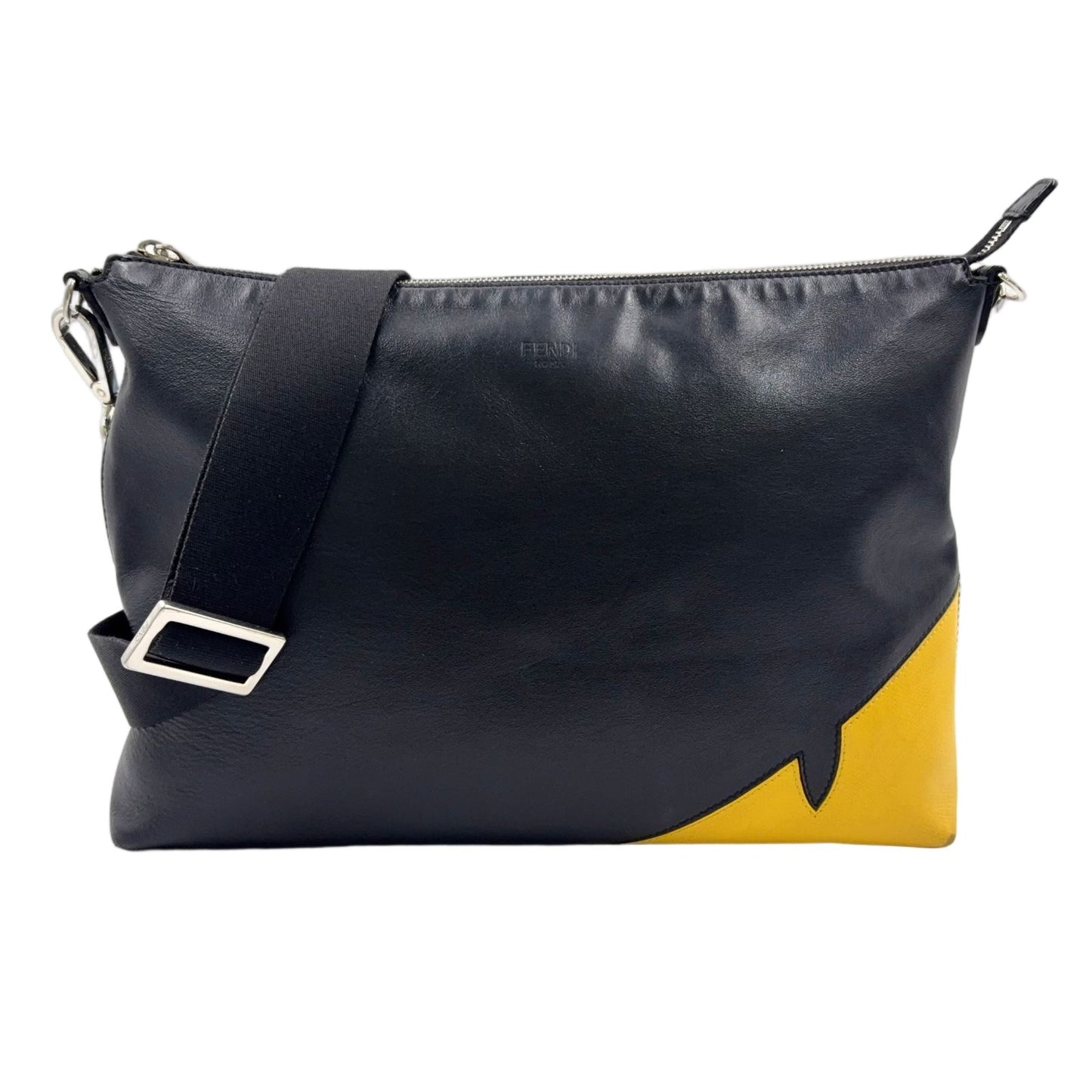 Fendi Monster Star Bugs Leather Yellow Black Shoulder Bag Silver