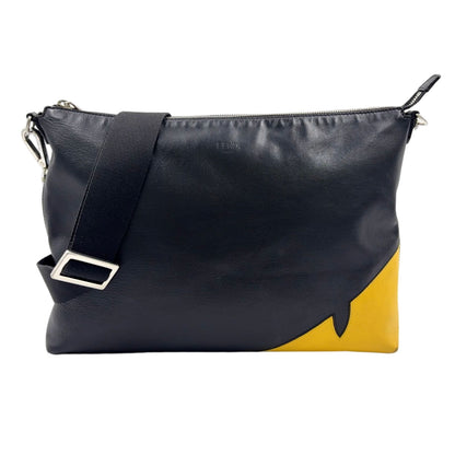 Fendi Monster Star Bugs Leather Yellow Black Shoulder Bag Silver