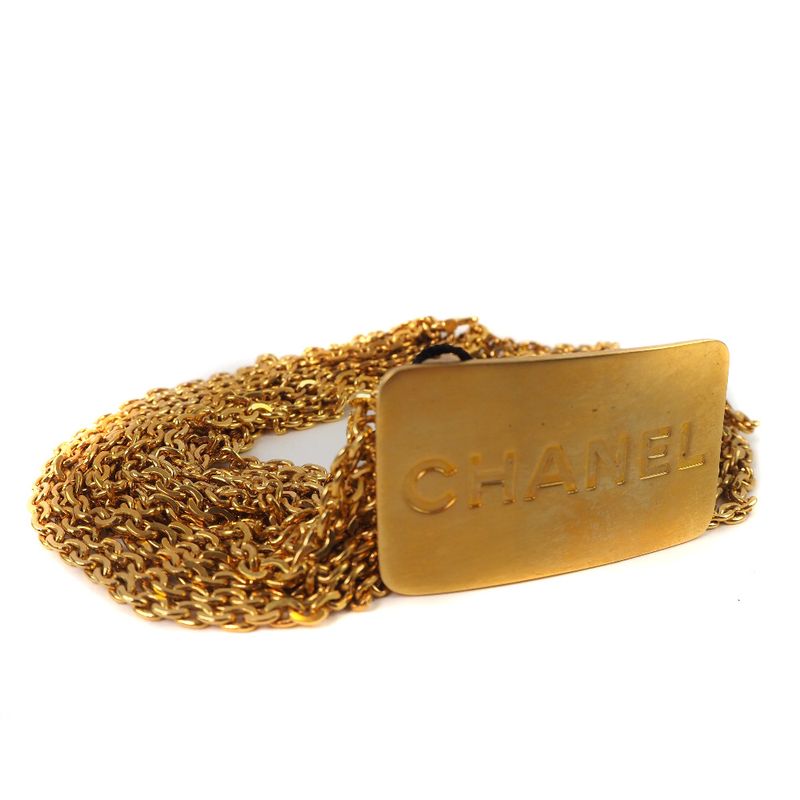 Chanel Chain Logo Plate A07689 Gold Plated Gold 96A Ladies Belt