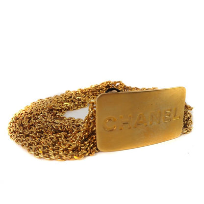 Chanel Chain Logo Plate A07689 Gold Plated Gold 96A Ladies Belt