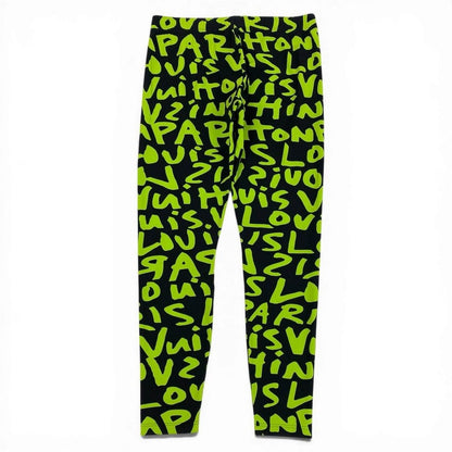 Louis Vuitton Id9 Graffiti Leggings Relaxed Pants L Black Green — view 3