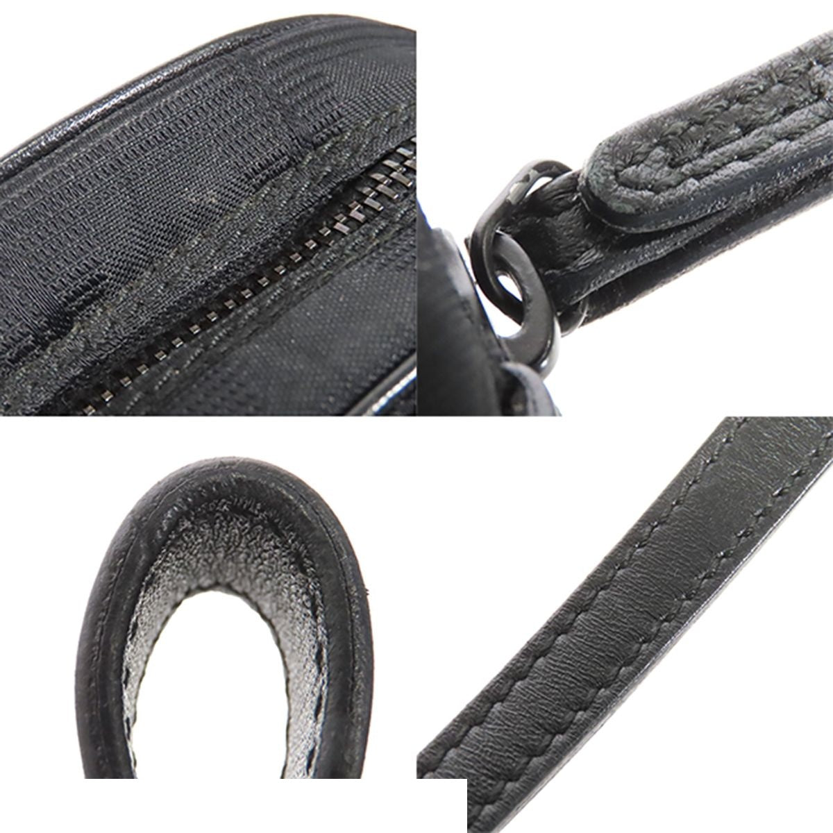 Chanel New Travel Line Pouch Black Nylon Leather Round Case — view 7