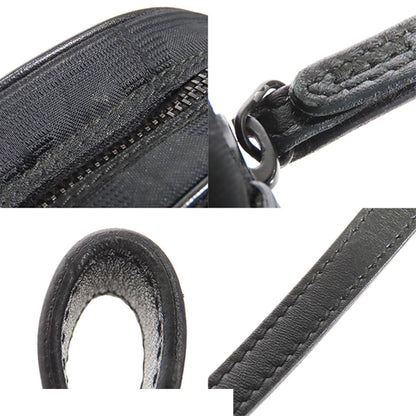 Chanel New Travel Line Pouch Black Nylon Leather Round Case — view 7