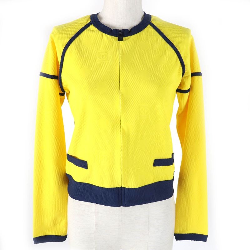 Chanel Vintage 08 P Sport Line Dot Pattern Collarless Zip Up