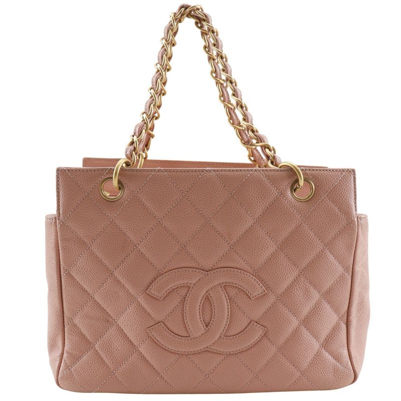 Chanel Matelasse Coco Mark Chain Tote A15688 Caviar Skin Pink Ladies Tote Bag