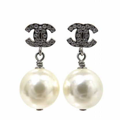 Chanel B19 V Coco Mark Faux Pearl Rhinestone Earrings Branded Accessories