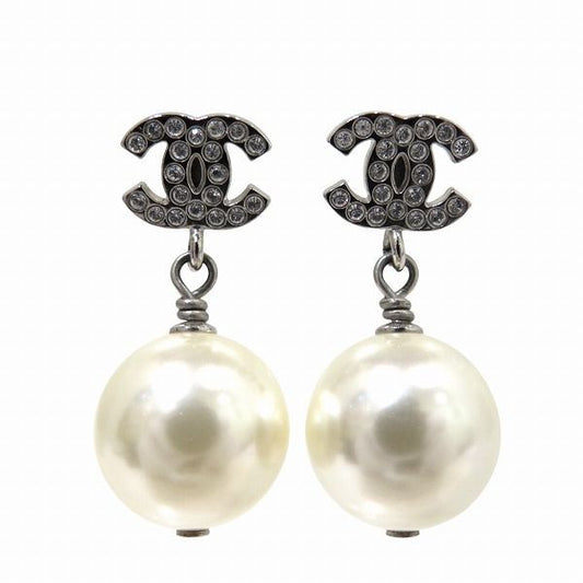 Chanel B19 V Coco Mark Faux Pearl Rhinestone Earrings Branded Accessories