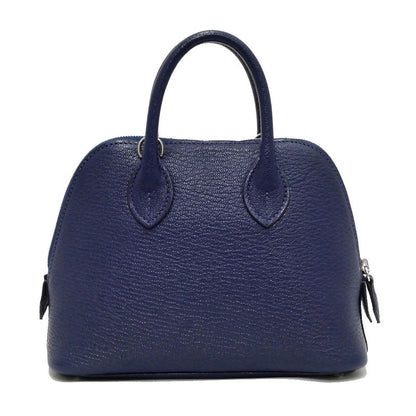 Hermes Bolide 1923 Mini Chevre Navy Silver Hardware W Engraved 2WAY