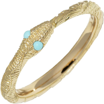 Gucci 18K Yellow Gold Turquoise 2P Ouroboros Ring