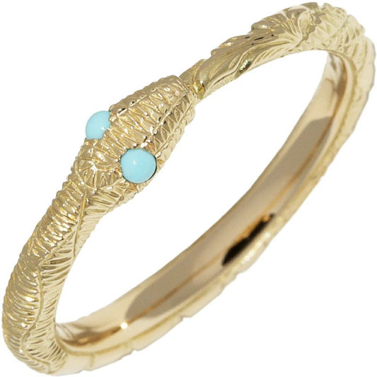 Gucci 18K Yellow Gold Turquoise 2P Ouroboros Ring