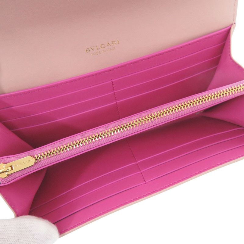 Bulgari Leather Pink Long Wallet 1209 Bvlgari