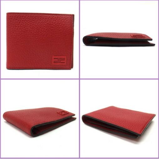 Fendi Bifold Compact Wallet Leather Red — view 5