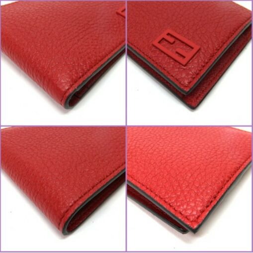 Fendi Bifold Compact Wallet Leather Red — view 6