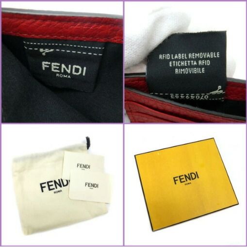 Fendi Bifold Compact Wallet Leather Red — view 8