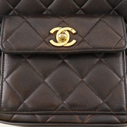 Chanel Matelasse Coco Mark Vintage Lambskin Brown Women's Backpack/daypack