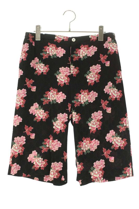 Gucci 624399 Zaep6 Flower Print GG Pattern Silk Half Pants Men's 44
