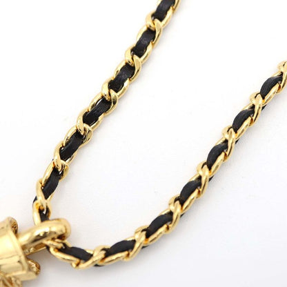 Chanel Roller Skate Necklace Pendant F24 COCO Faux Pearl Rhinestone Gold Color