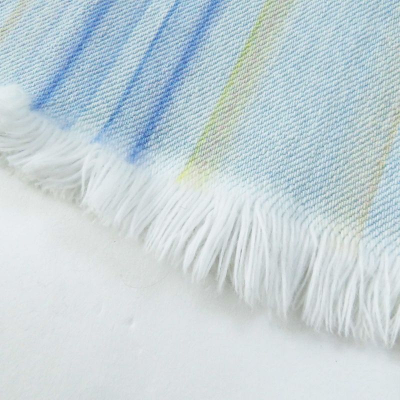 CHANEL P58766 Cotton Striped Hem Cut Off Denim Skirt Light Blue 34 Made In