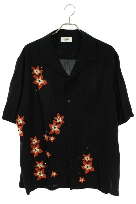 Celine 24SS 2c70b852c Embroidery Hawaiian Short Sleeve Shirt Men 43