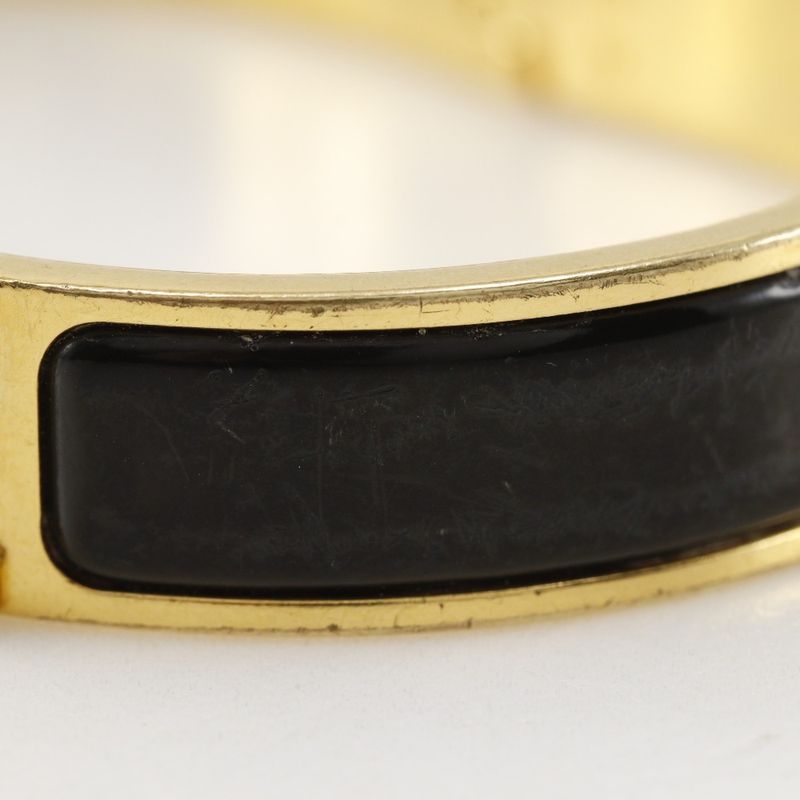 Hermes Click H Gold Plated Black Ladies 34.3g Bangle