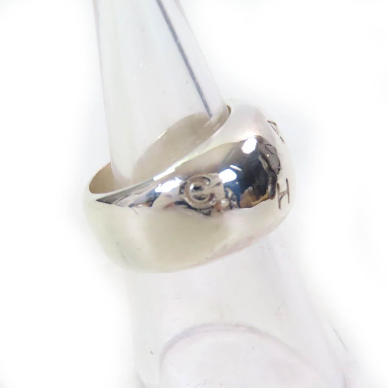 CHANEL Sv925 Logo Engraved Wide Ring - Ring Accessory Silver Size Approx 13