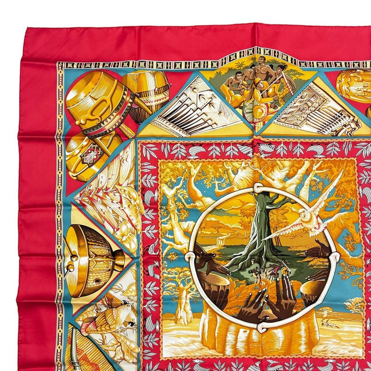 Hermes Scarf Carre 90 Au Son du Tam Silk Red — view 2
