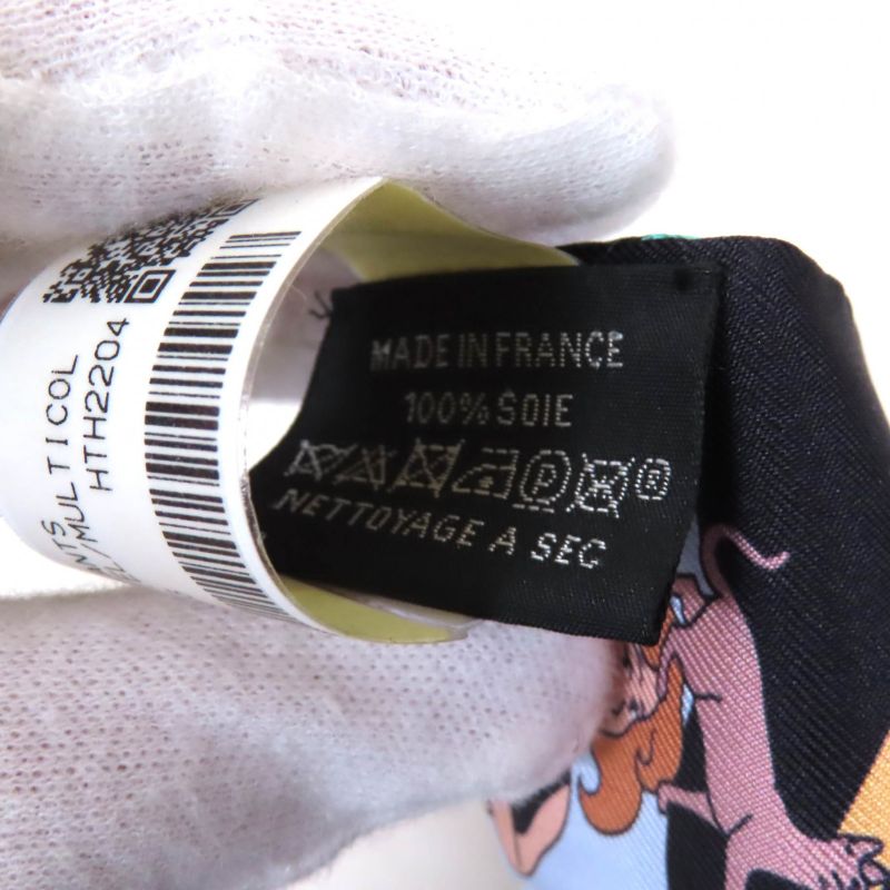 Hermes Carres Volants Flying Carré 100% Silk Noir/ciel/multicol Twilly Scarf