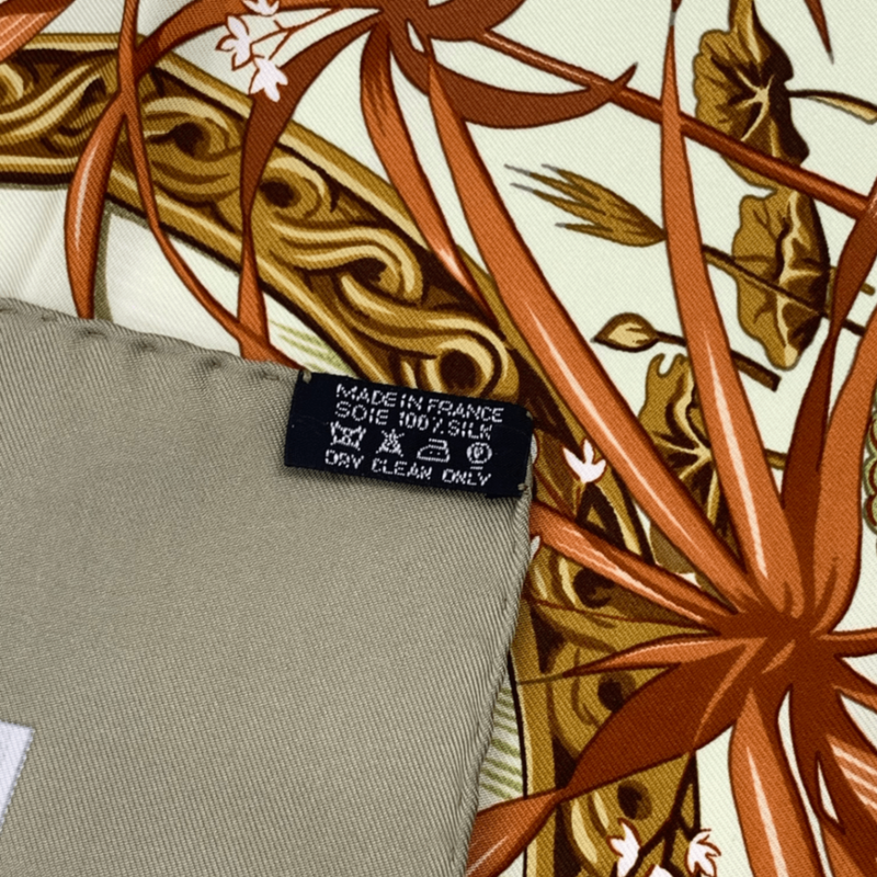 Hermes Carre 90 Silk Scarf LE Jardin DES Coptes Coptic Garden Green