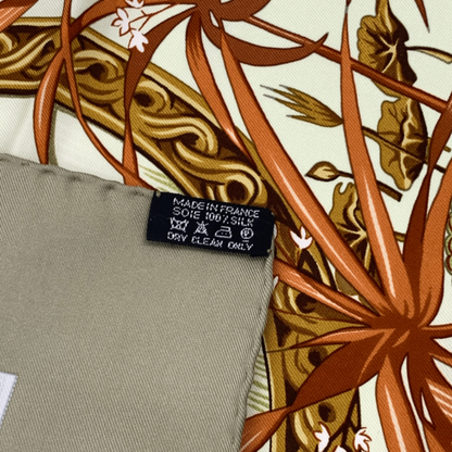 Hermes Carre 90 Silk Scarf LE Jardin DES Coptes Coptic Garden Green