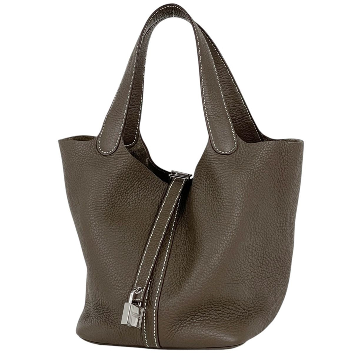 Hermes Picotin Lock MM Mini Bag Taurillon Clemence Etoupe