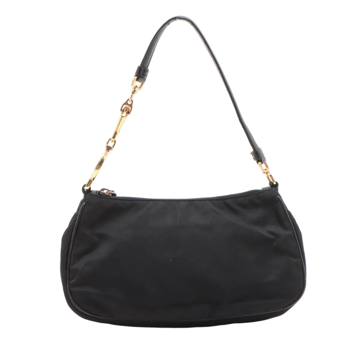 Prada Tessuto Nylon Triangle Logo Leather Handbag Tote Black — view 2
