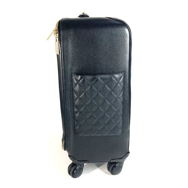 Chanel Carry Bag CC Logo Coco Mark Caviar Skin Black