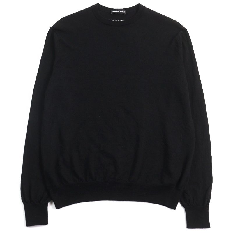 Balenciaga 524992 99% Virgin Wool Logo Embroidery Crew Neck Light Hand Knit