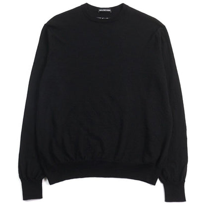 Balenciaga 524992 99% Virgin Wool Logo Embroidery Crew Neck Light Hand Knit