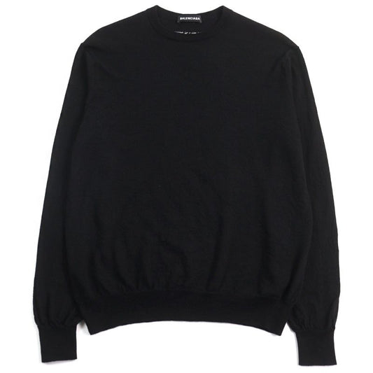 Balenciaga 524992 99% Virgin Wool Logo Embroidery Crew Neck Light Hand Knit
