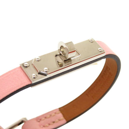Hermes Micro Kelly Vorsoft Rose Sakura Silver Hardware □R Engraved Bracelet