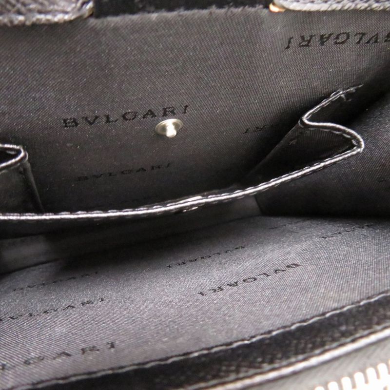 Bulgari 2way Leather Black 0428 Black Handbag Bvlgari