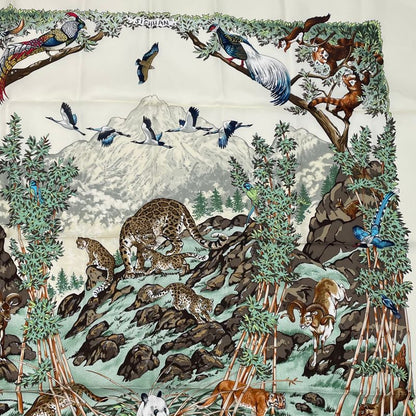 Hermes Carre 90 Scarf Sichuan White